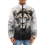 Down-Padded Puffer Jacket Gray Watercolor Lion