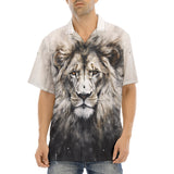 Hawaiian Shirt Gray Watercolor Lion