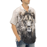 Hawaiian Shirt Gray Watercolor Lion