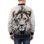 Bomber Jacket Gray Watercolor Lion