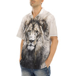 Hawaiian Shirt Gray Watercolor Lion