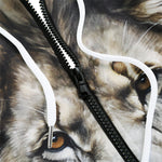 Men's Zip Up Hoodie Gray Watercolor Lion