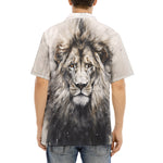 Hawaiian Shirt Gray Watercolor Lion