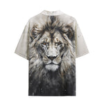 Hawaiian Shirt Gray Watercolor Lion