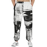 Men's Sweatpants Black and White Abstraction