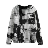 Men's Zip Up Hoodie Black and White Abstraction