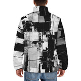 Down-Padded Puffer Jacket Black and White Abstraction