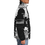 Down-Padded Puffer Jacket Black and White Abstraction