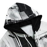 Men's Zip Up Hoodie Black and White Abstraction