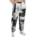 Men's Sweatpants Black and White Abstraction