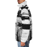 Down-Padded Puffer Jacket Black and White Abstraction