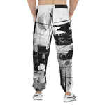Men's Sweatpants Black and White Abstraction