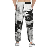 Men's Sweatpants Black and White Abstraction