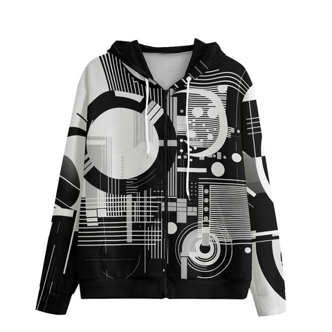 Men's Zip Up Hoodie Geometric Postmodern