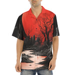 Hawaiian Shirt Surreal Landscapes Red Moon