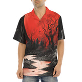 Hawaiian Shirt Surreal Landscapes Red Moon