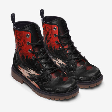 Leather Boots Surreal Landscapes Red Moon