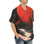 Hawaiian Shirt Surreal Landscapes Red Moon