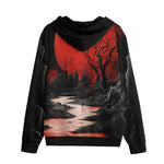 Men's Zip Up Surreal Landscapes Red Moon