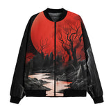 Bomber Jacket Surreal Landscapes Red Moon