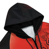 Men's Zip Up Surreal Landscapes Red Moon