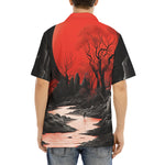 Hawaiian Shirt Surreal Landscapes Red Moon