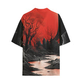 Hawaiian Shirt Surreal Landscapes Red Moon