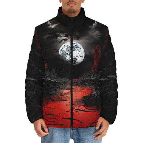 Down-Padded Puffer Jacket Surrealistic Horror Desert Landscape