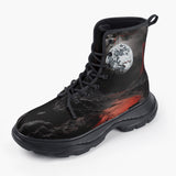 Casual Leather Chunky Boots Surrealistic Horror Desert Landscape