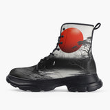 Casual Leather Chunky Boots Japanese Surreal Art