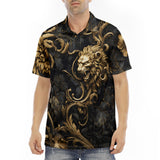 Men's Polo Shirt Golden Leaves and Lion