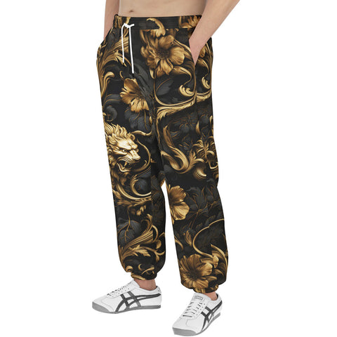 Men's Sweatpants Golden Leaves and Lion