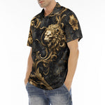 Men's Polo Shirt Golden Leaves and Lion