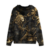 Men's Zip Up Hoodie Golden Leaves and Lion