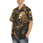 Hawaiian Shirt Golden Leaves and Lion