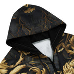 Men's Zip Up Hoodie Golden Leaves and Lion