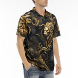 Men's Polo Shirt Golden Leaves and Lion