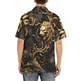 Hawaiian Shirt Golden Leaves and Lion