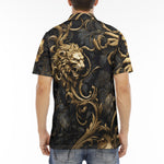 Men's Polo Shirt Golden Leaves and Lion