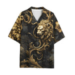 Hawaiian Shirt Golden Leaves and Lion