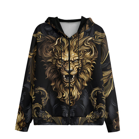 Men's Zip Up Hoodie Golden Lion Ornament