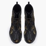 Casual Leather Chunky Boots Golden Lion Ornament