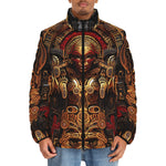 Down-Padded Puffer Jacket Mayan Mythology Art