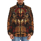 Down-Padded Puffer Jacket Mayan Mythology Art