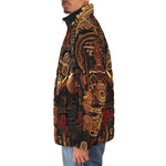 Down-Padded Puffer Jacket Mayan Mythology Art
