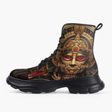 Casual Leather Chunky Boots Ancient Aztec God