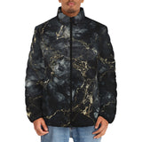 Down-Padded Puffer Jacket Black Marble Texture