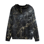 Men's Zip Up Hoodie Black Marble Texture