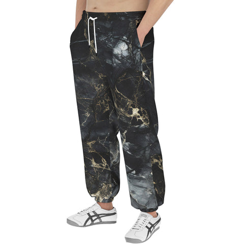 Men's Sweatpants Black Marble Texture