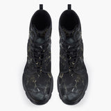 Casual Leather Chunky Boots Black Marble Texture